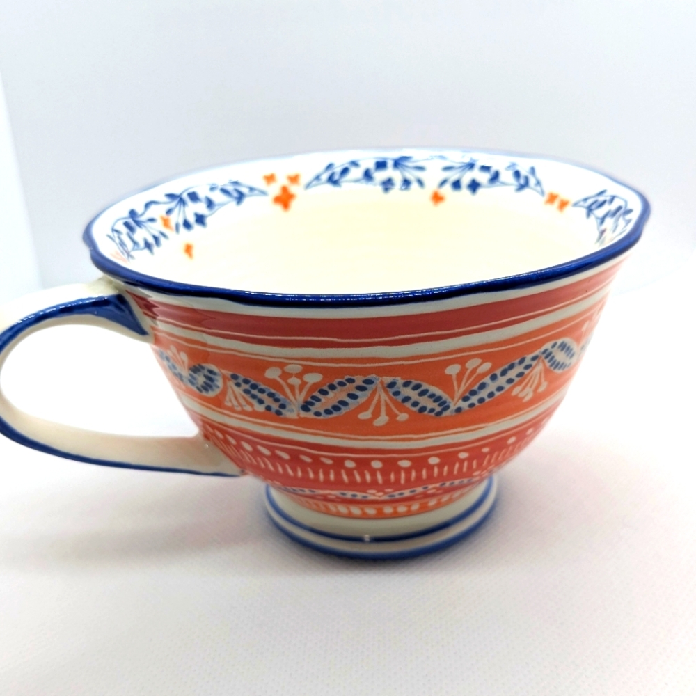Anthropologie Gather Round Colorful Blue Yellow Orange Tea Cup